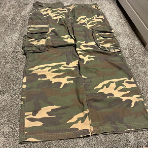 Baggy Jnco style Bongo Vintage Camo Cargo Pants 38 Green Beige Y2K South Pole